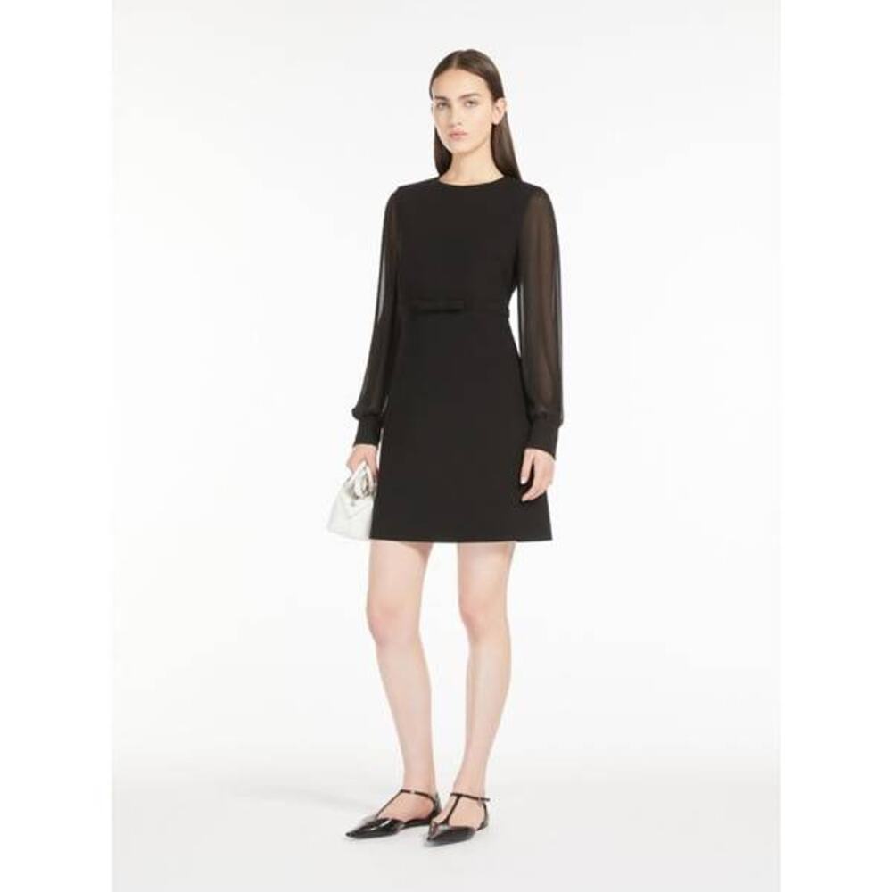 MaxMara Ritmo Sheer Silk Sleeve Dress in Black IT 40 US 6